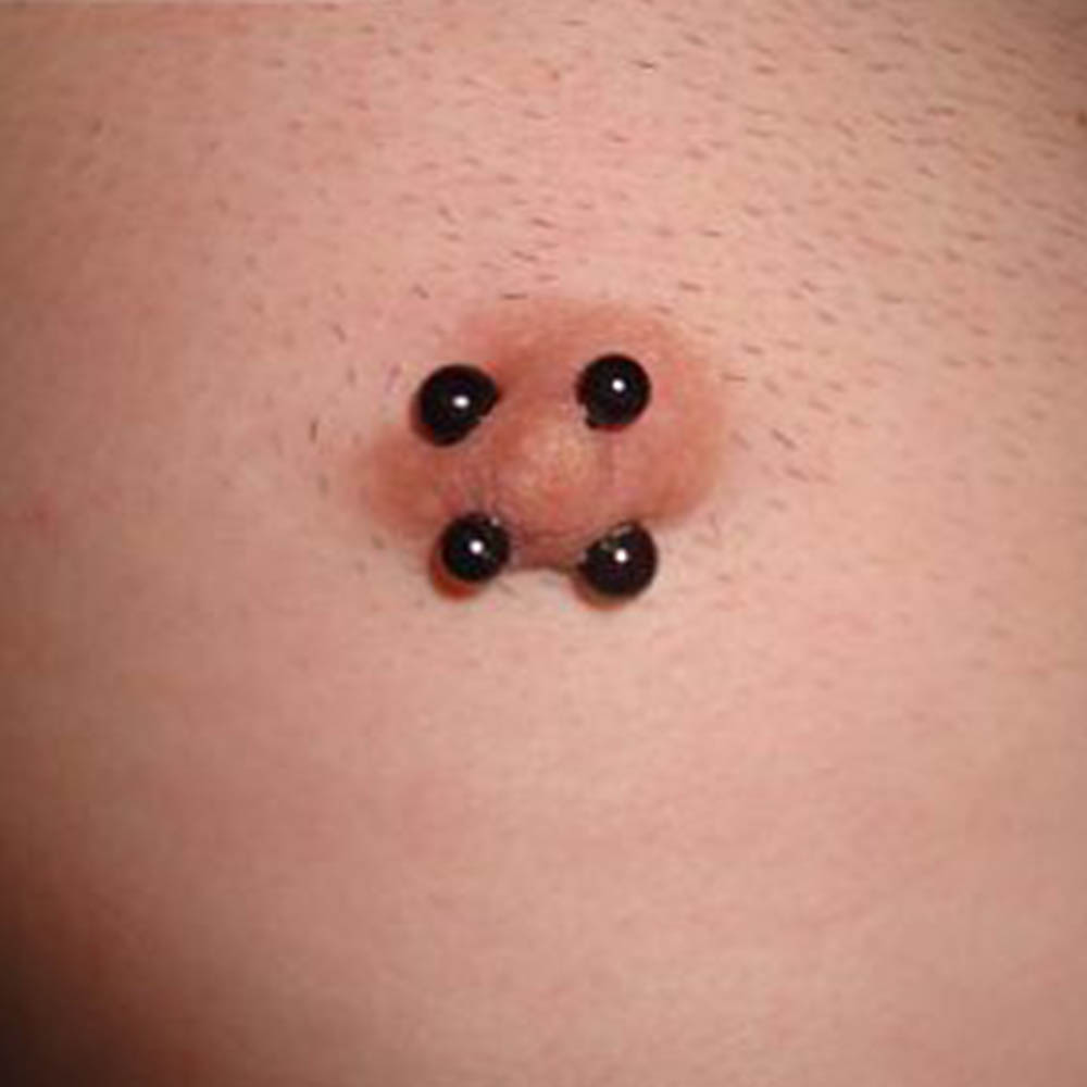 Cross nipple piercings